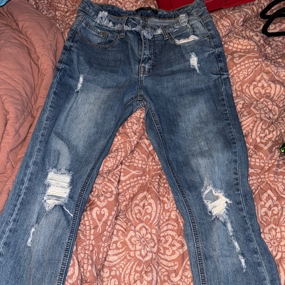 Lucky & Blessed Denim - Lucky & Blessed Distressed Blue Denim Jeans